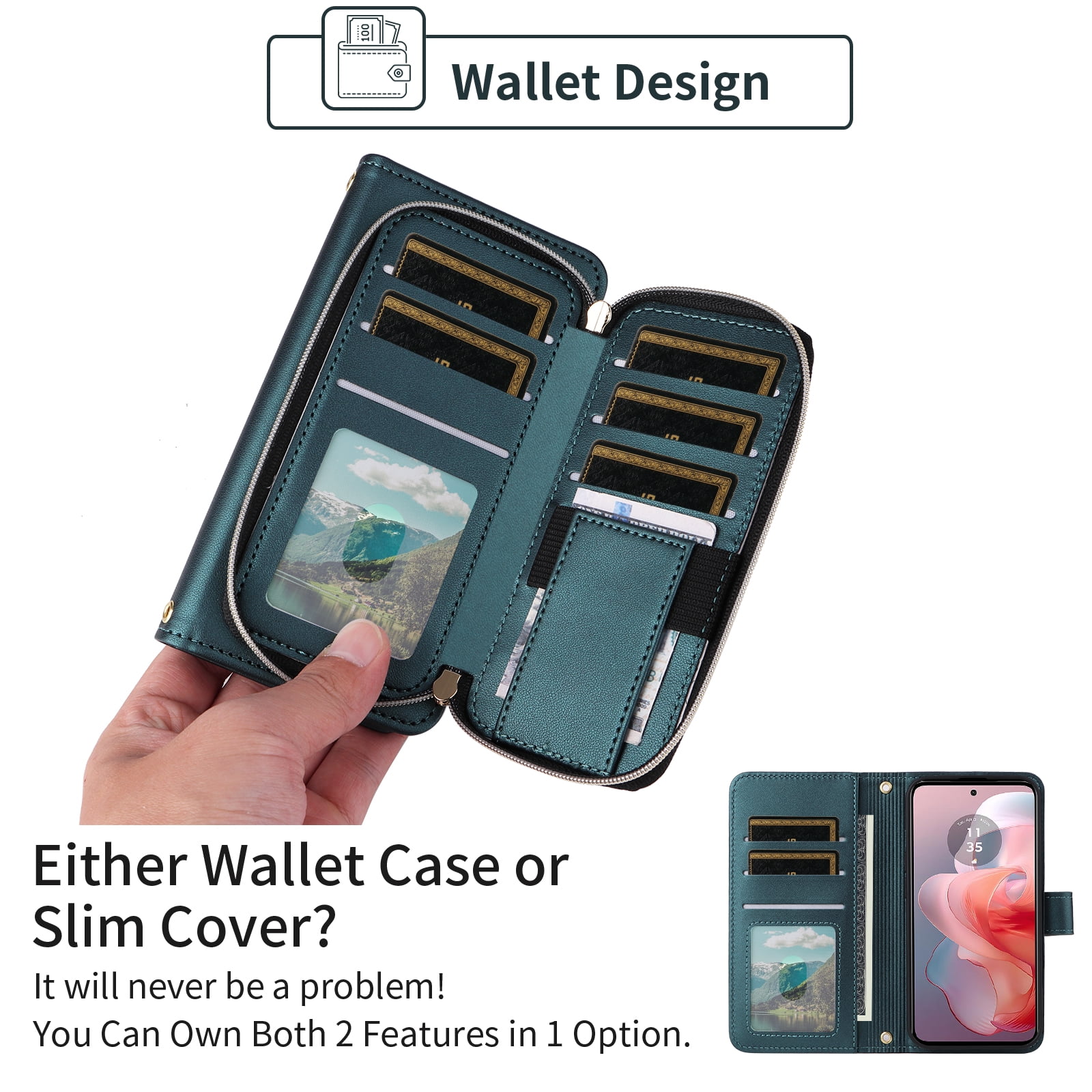 Furiet Argyle Wallet Case for Motorola Moto G Power 5G 2024 with Wrist Strap Shoulder Strap, Card Slot Zipper Purse Luxury PU Leather Stand Checkered Cell Phone Cover for G5 Women Girls Green