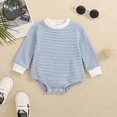 thumbnail image 2 of Gerichy Baby Sweatshirt Romper Boy Girl Waffle Knit Long Sleeve Striped Romper Sweater Newborn Fall Winter Clothes 0-18 Months, 2 of 7