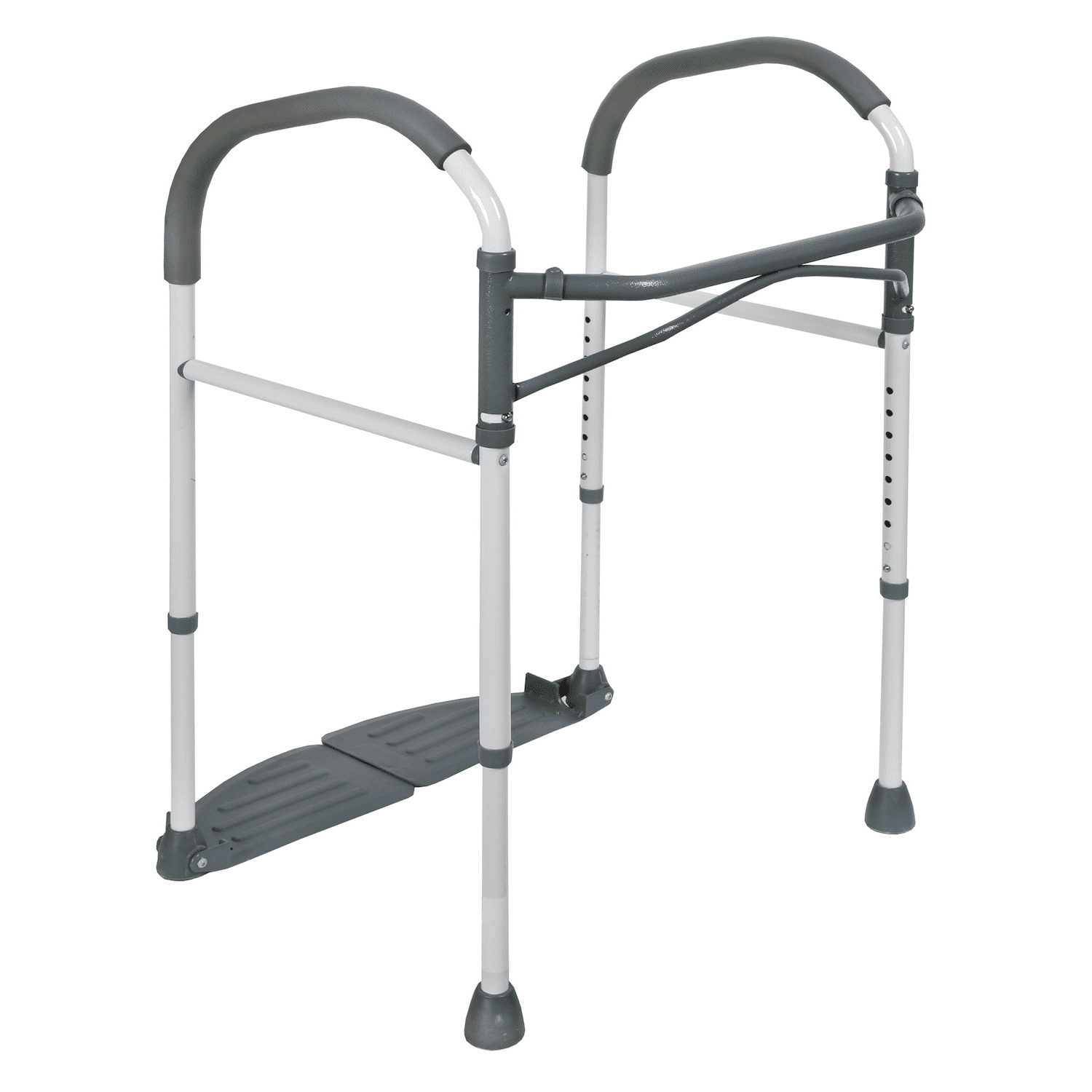 Healthline Adjustable Toilet Safety Frame with Foot Plate, Foldable Aluminum Bathroom Safety Rails for Seniors, Elderly and Handicap Support