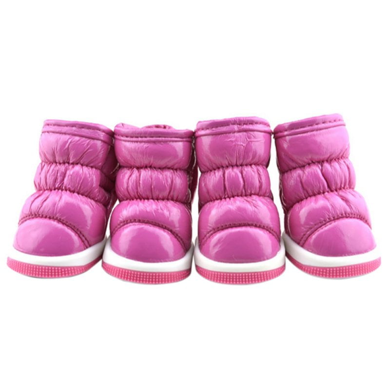 Pink 2 Yiils 4Pcs/Set Dog Cat Winter Warm Rain Boots Protective Pet Sports Anti-Slip Shoes