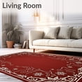 thumbnail image 2 of ODIKA 3'x5' Machine Washable Non-Slip Area Rug, Joyful Frosty Wonderland Magical Yuletide Adornment High Traffic Rug, Red, 623225, 2 of 7
