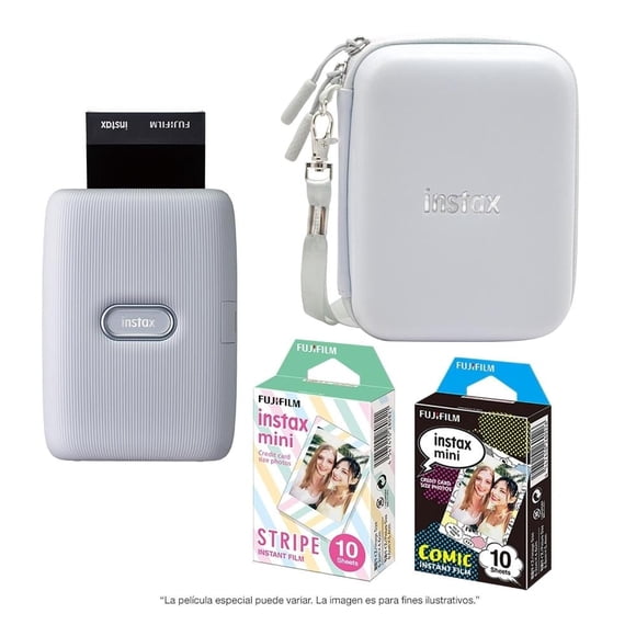 Impresora Instántanea Fujifilm Instax Mini Link Blanca más 20 Fotos Especiales más Estuche