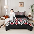 thumbnail image 4 of Castle Fairy Minimalist Checkered Queen Comforter Set,Black Red Grey Bedding Comforter Set, 4 of 8