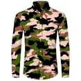thumbnail image 4 of Camisa de primavera y otoño más nueva para hombre, camiseta de manga larga con estampado 3D de camuflaje, camisa informal con cuello vuelto y botones, camiseta para hombre y mujer, 4 of 5