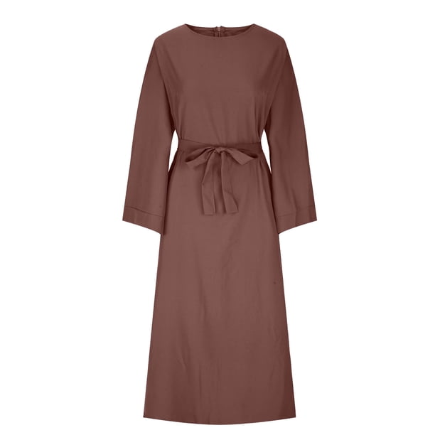Women Tie Waist Muslim Formal Long Gown, Prayer Clothes Islamic Dubai Saudi  Arabia Modest Long Sleeve Robe Dress - Walmart Business Supplies
