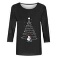 thumbnail image 4 of Bcresic Womens Xmas Glitter Tree T-Shirt Christmas Ugly Santa Basic Tee Shirts Trendy 3/4 Sleeve Top Blouses Casual Crewneck Pullover Blouse Tunic Tshirt,X02_Black,Large, 4 of 4