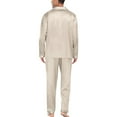 thumbnail image 4 of YDFCWXW Womens Satin Pajamas Set Classic Long Sleeved and Long Pants Sleepwear Loungewear (Beige, 3XL), 4 of 5