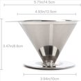 thumbnail image 3 of 2X pour Over Coffee Dripper Reusable Drip Cone Coffee Filter Portable pour Over Coffee Maker Home Office Camping,2 x Coffee funnel,Silver, 3 of 9