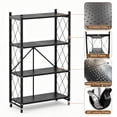 thumbnail image 4 of GARITIN Storage Shelves, 4 Tier Foldable Rolling Storage Rack with Wheels, No Assembly Metal Organizer Shelf for Garage, Kitchen, Basement, Pantry, Black, 4 of 7