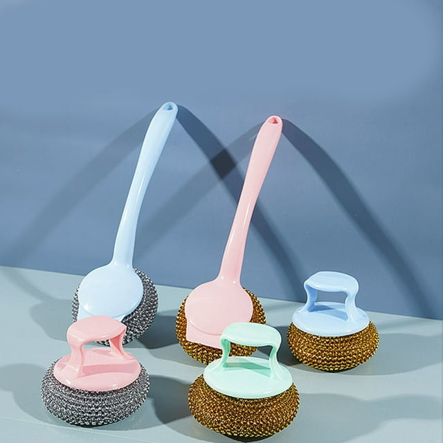 Cleaning Brush for Kitchen Cleaning Set with Detachable Steel Wire and Scrub for Pots Pans and Dishes – Ergonomic -Purpose Scrubber Tool for Household Cleaning