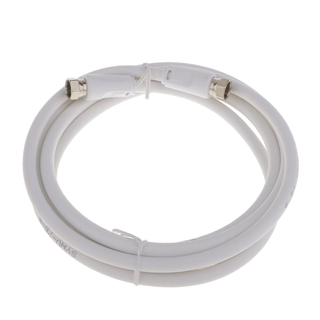 6.7ft F Type Male To Male Connectors Coaxial TV Antenna Cable White