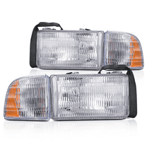 Magshion 2Pcs Headlights Assembly Set, Left Right Chrome Crystal Headlight Signal Corner for Dodge Ram 1500 1994-2001,Dodge Ram 2500 1994-2001,Dodge Ram 3500 1994-2001