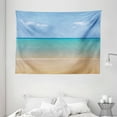 thumbnail image 1 of Ocean Tapestry, Still Calm Sea at The Beach with Aquatic Landscape Sun Peace Relax Nature Image, Wide Wall Hanging for Bedroom Living Room Dorm, 80" X 60", Turquoise Cream, by Ambesonne, 1 of 1