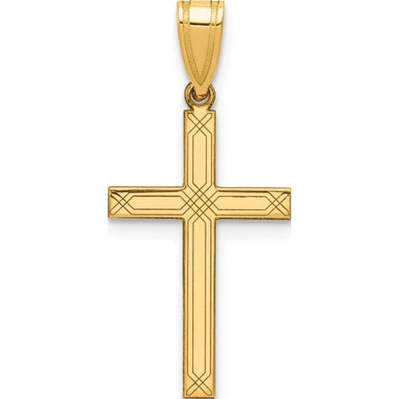 14K Yellow Gold Cross Charm (25 X 12) Made In United States xr544