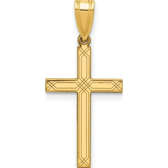 14K Yellow Gold Cross Charm (25 X 12) Made In United States xr544