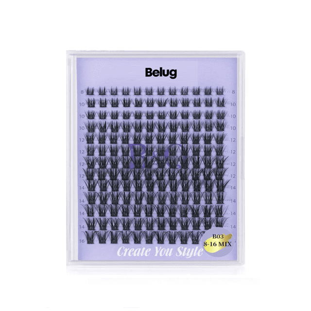 Extensiones de Pestañas Kit 156pcs B03 B&Q Naturales 8-16mm Belug Negro