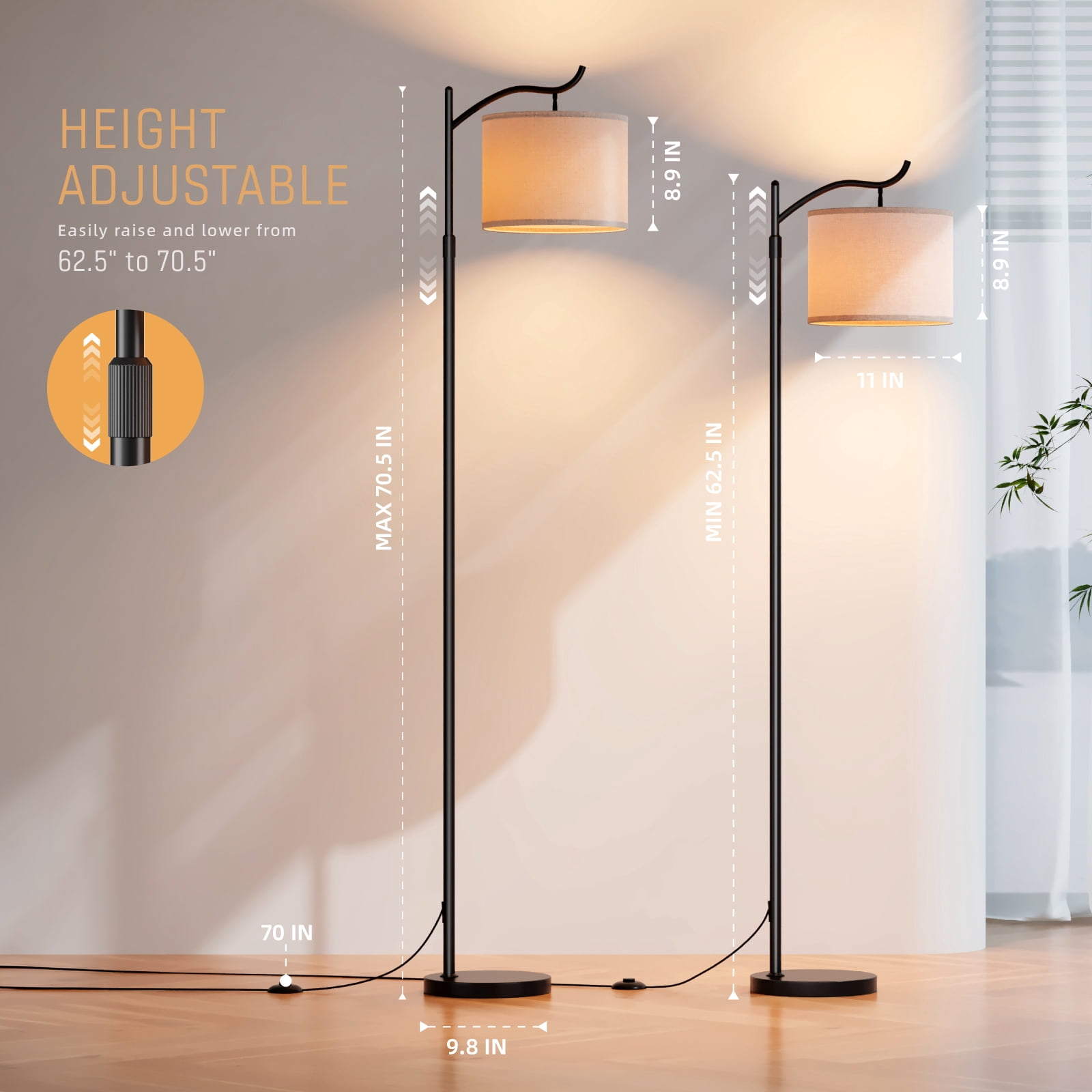 Fenbeli Smart Floor Lamp for Living Room Bedroom, RGB LED Floor Lamp with Remote & App, Dimmable Tall Standing Lamp, Adjustable Modern Reading Lamp
