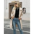 thumbnail image 3 of PUWEI Women's Casual Lapel Collar Wool Coat Double Breasted Elegant Peacoat with Pockets, 3 of 7