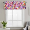thumbnail image 4 of Spring Flowers Window Valance for Kitchen, Fantasy Watercolor Gradient Pink Purple Yellow Floral Leaf Rod Pocket Short Curtain for Small Windows, Light Filtering Decorative Valance, 42 x 18 Inch, 4 of 9