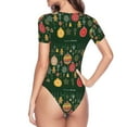 thumbnail image 4 of Daiia Christmas print Women's Crew Neck Short Sleeve Bodysuit Fashion Tops Fit Casual Basic Extender Bodysuit-Large, 4 of 9