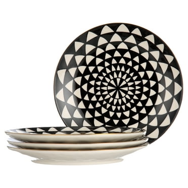 Thyme & Table Dinnerware Black Onyx Stoneware Salad Round Plates, 4 ...