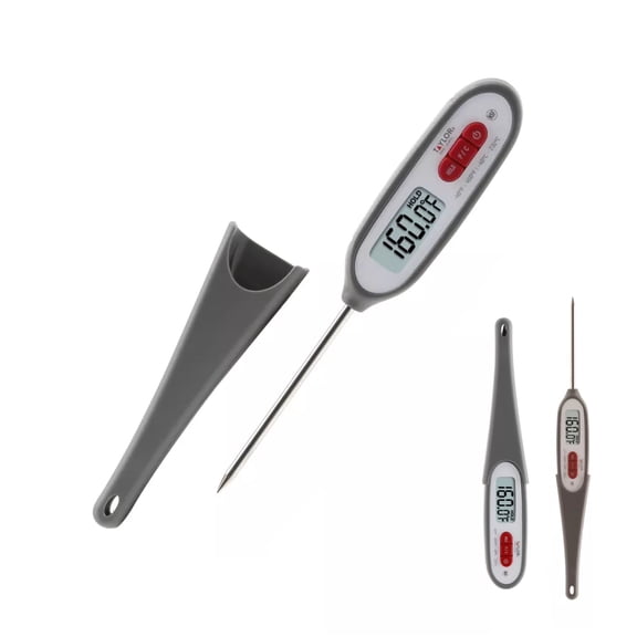 Taylor Instant-Read Digital Meat Thermometer – Compact Pen Design with Waterproof Stainless Steel Probe, Large LCD Display, -40 to 450°F Range for Grilling, BBQ, Baking & Kitchen Cooking (Grey)