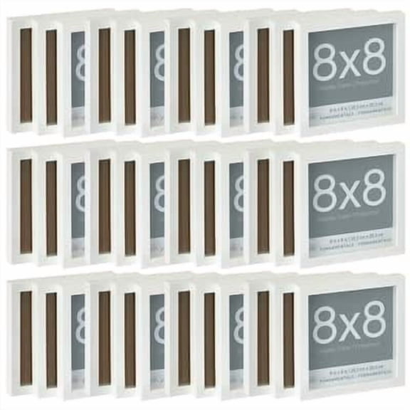Studio Decor 8" x 8" 3-Pack (36 Total) White Shadow Box Picture Frame - Display Case for Keepsakes, Mementos, Memorabilia - MDF, Bulk 12 Pack
