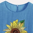 thumbnail image 5 of Feancey Womens Casual Tops Short Sleeve Linen Blouse Summer Boho Floral Print T Shirts Side Slit Loose Crewneck Tee Vintage Beach Vacation Tshirt Spring Sale 2025 Blue XL, 5 of 5