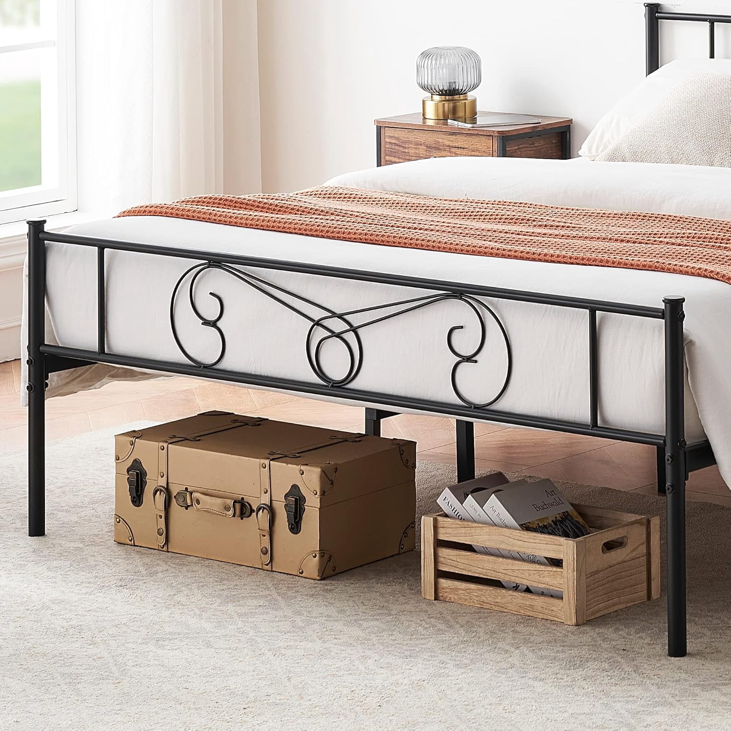 GAOMON Queen Size Metal Bed Frame with Headboard and Footboard, 14 Inch Platform Bed Frame Mattress Foundation, No Box Spring Needed, Easy Assembly, Black