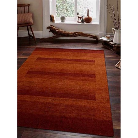 6 x 9 ft. Contemporary Hand Knotted Loom Wool Area Rug, Rust