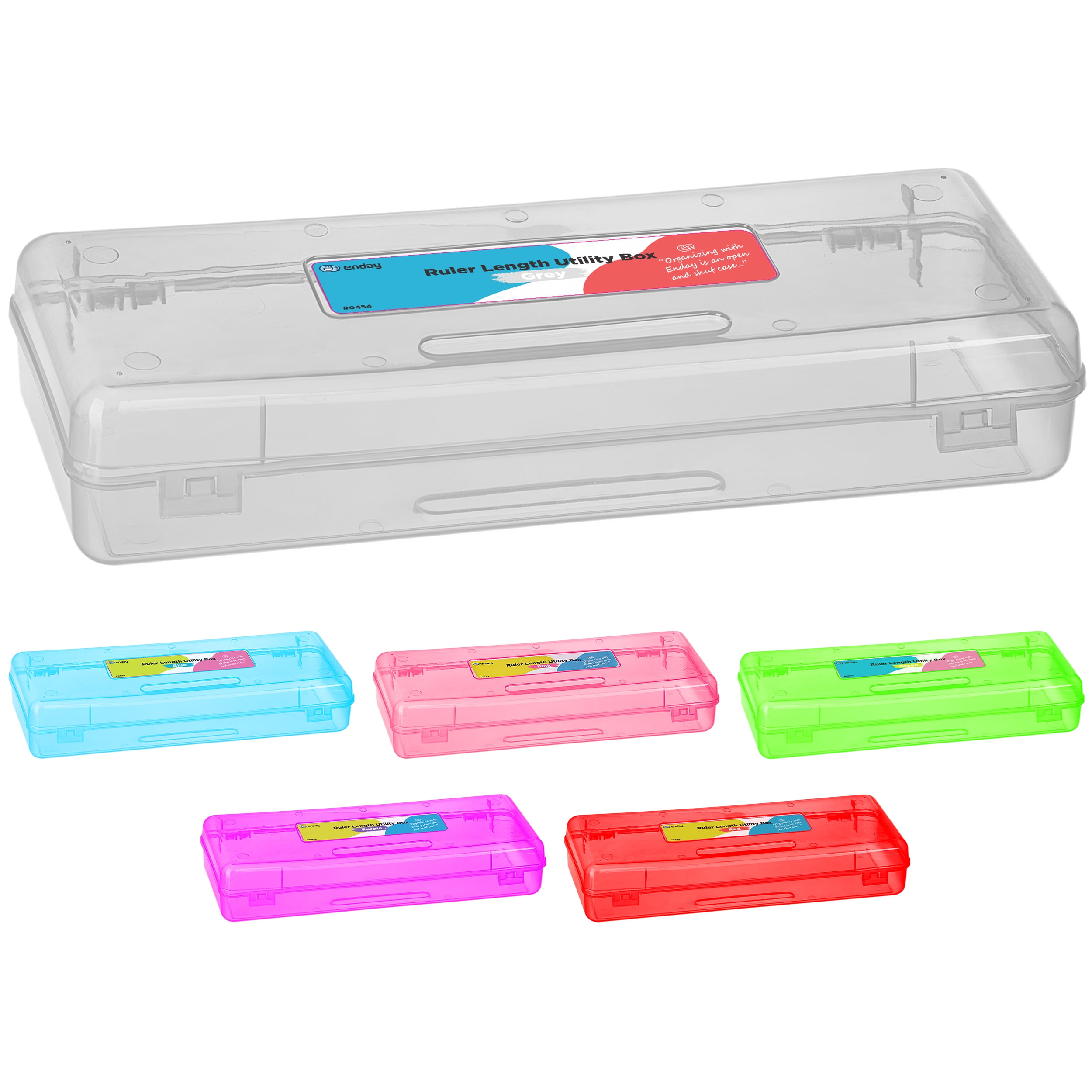 Storage Organizer Utility Box Pink Purple Green Pencil Box Grey By Enday Blue 1PK Multipurpose Long Ruler Length School Office Supplies Plastic Pencil Case for Kids & Adults Available in Red 