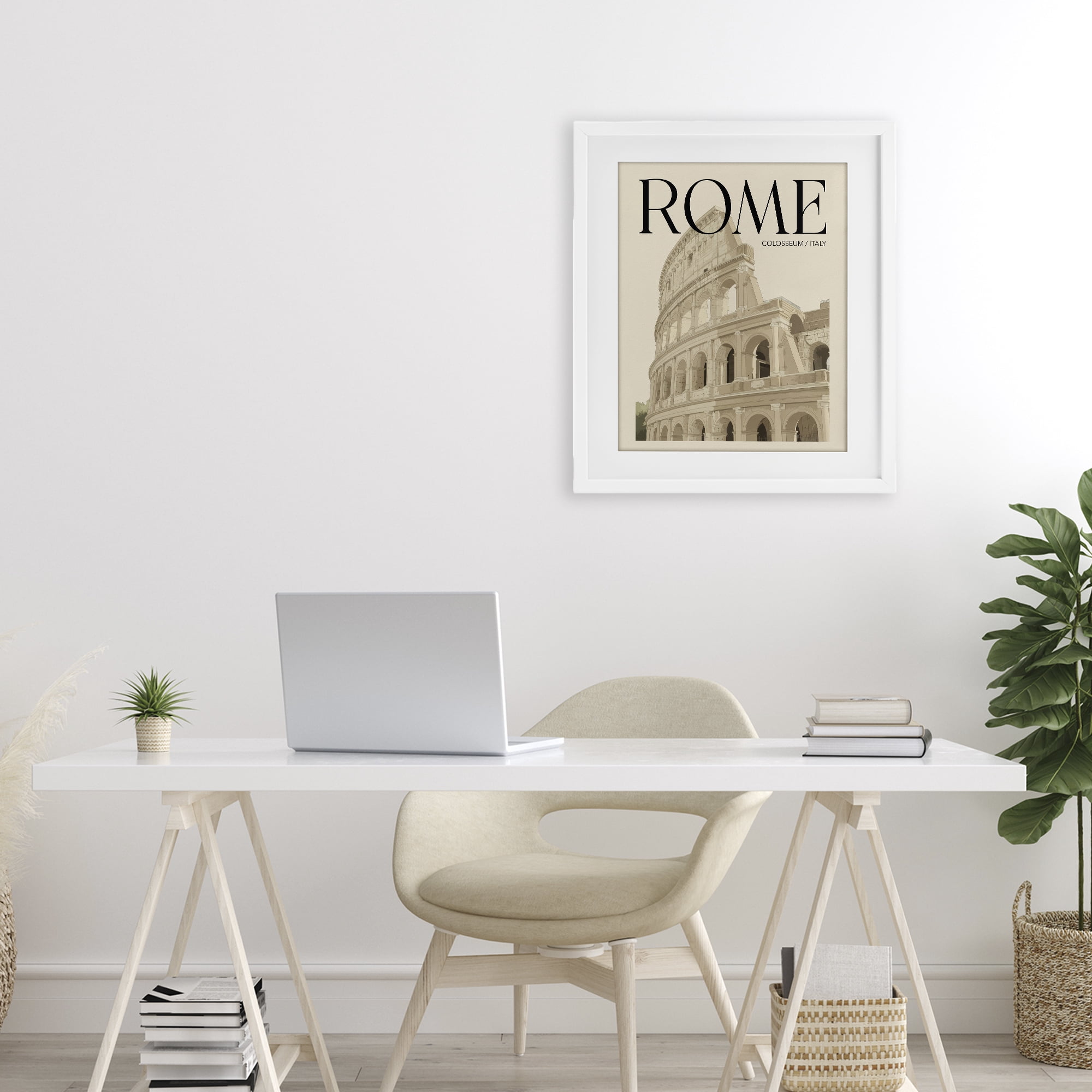 Stupell Industries Vintage Rome Colosseum White Framed Print Under Glass, design by Andreas Magnusson