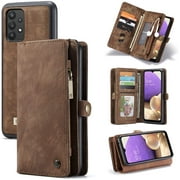 HAII Wallet Case for Samsung A32 5G [Not fit A32 4G],Premium Leather Zipper 11 Card Slot Multifunction Wallet Leather