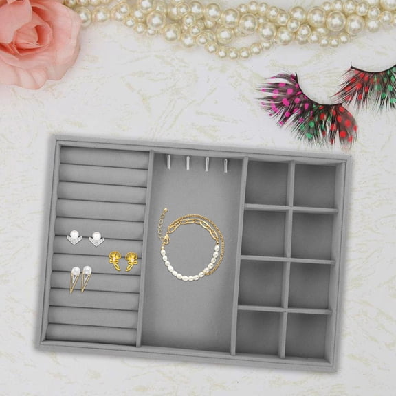 WHAMVOX Stackable Jewelry Tray for Drawer Jewelry Storage Inserts Ring Display Tray for Women Necklaces Bracelet Earrings