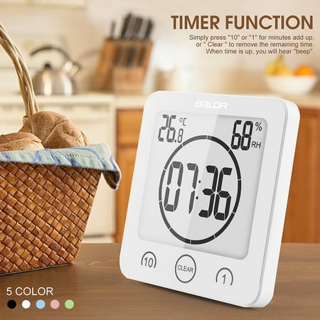5 Colors Waterproof Digital LCD Shower Clock Strong Bath Suction Wall Humidity Temperature Bathroom Countdown Alarm Timer