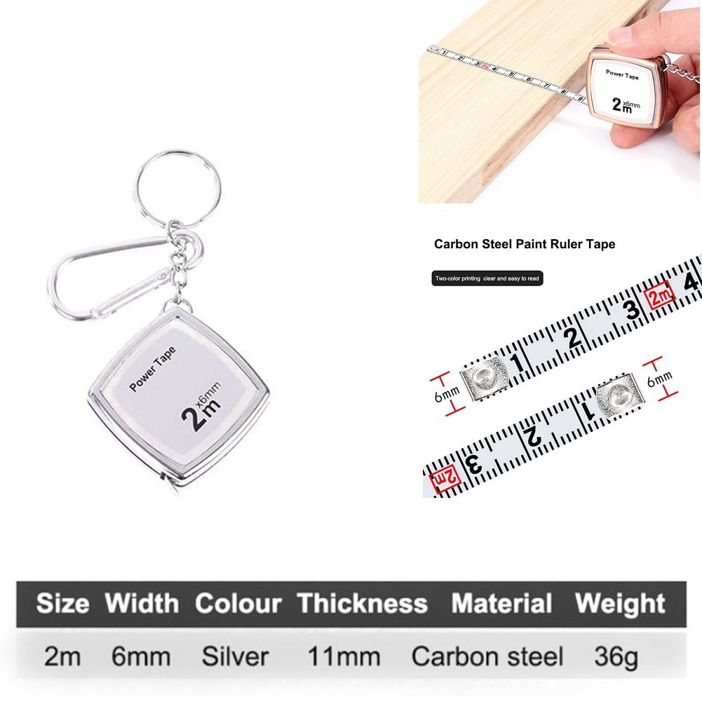 1Pc 2m Retractable Ruler Mini Keychain Tape Measure Multipurpose