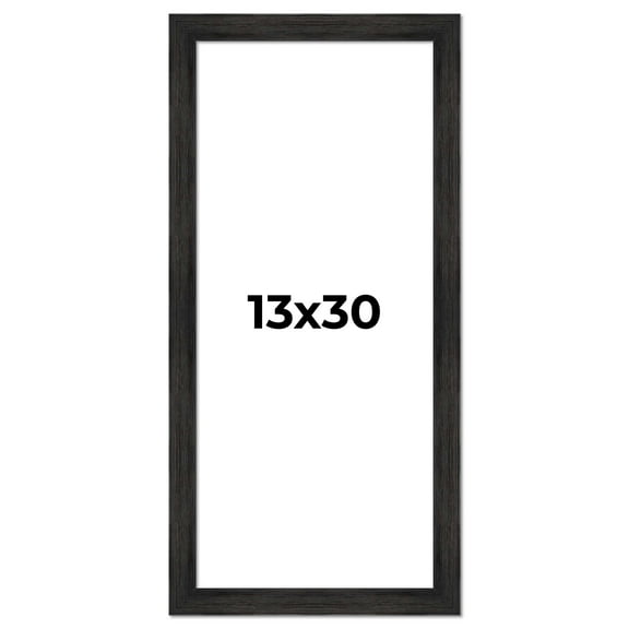 13x30 Frame Black Rustic Barnwood Solid Wood Picture Frame | 1.5 Inch Moulding Width | Includes UV