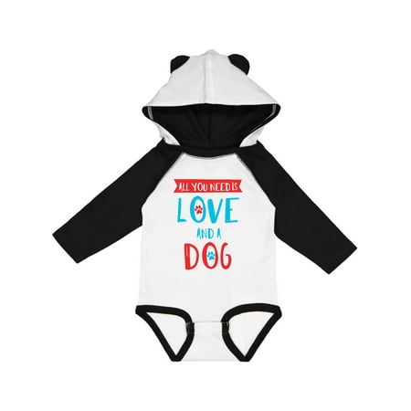 

Inktastic All You Need Is Love And A Dog Paws - Red Blue Gift Baby Boy or Baby Girl Long Sleeve Bodysuit