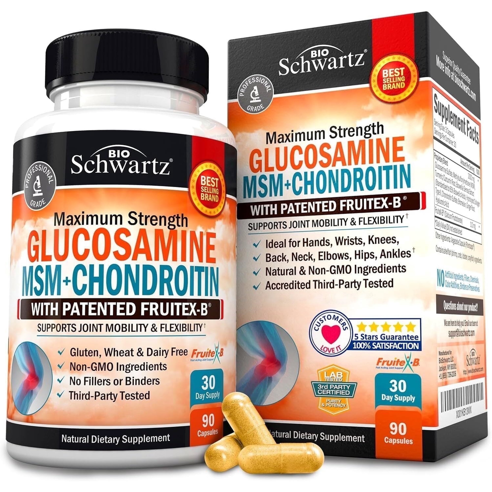 BioSchwartz Glucosamine MSM & Chondroitin Joint Support Supplement, 90 Capsules