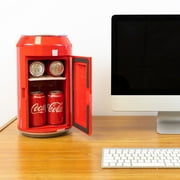 Coca-Cola 8 Can Portable Mini Fridge w/ 12V DC and 110V AC Cords, 5.4L (5.7 qt) Can Shaped Personal Cooler, Red, Travel Fridge for Drinks, Snacks, Lunch, Home, Office, Dorm Room, RV