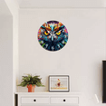 thumbnail image 4 of Round Wall Clock,Colorful Owl Face With Glowing Eyes On Dark Background,Silent Non-Ticking Wall Clock Decor for Home Office Kitchen Living Room Bedroom(10inch), 4 of 4