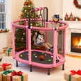 thumbnail image 6 of 60" Toddler Trampoline with Safety Enclosure Net, SEGMART Upgraded Kids Trampoline with Basketball Hoop, Swing, Rings, Balls, Indoor Outdoor Mini Trampoline Birthday Gift for Kids Ages 3-9, 6 of 14