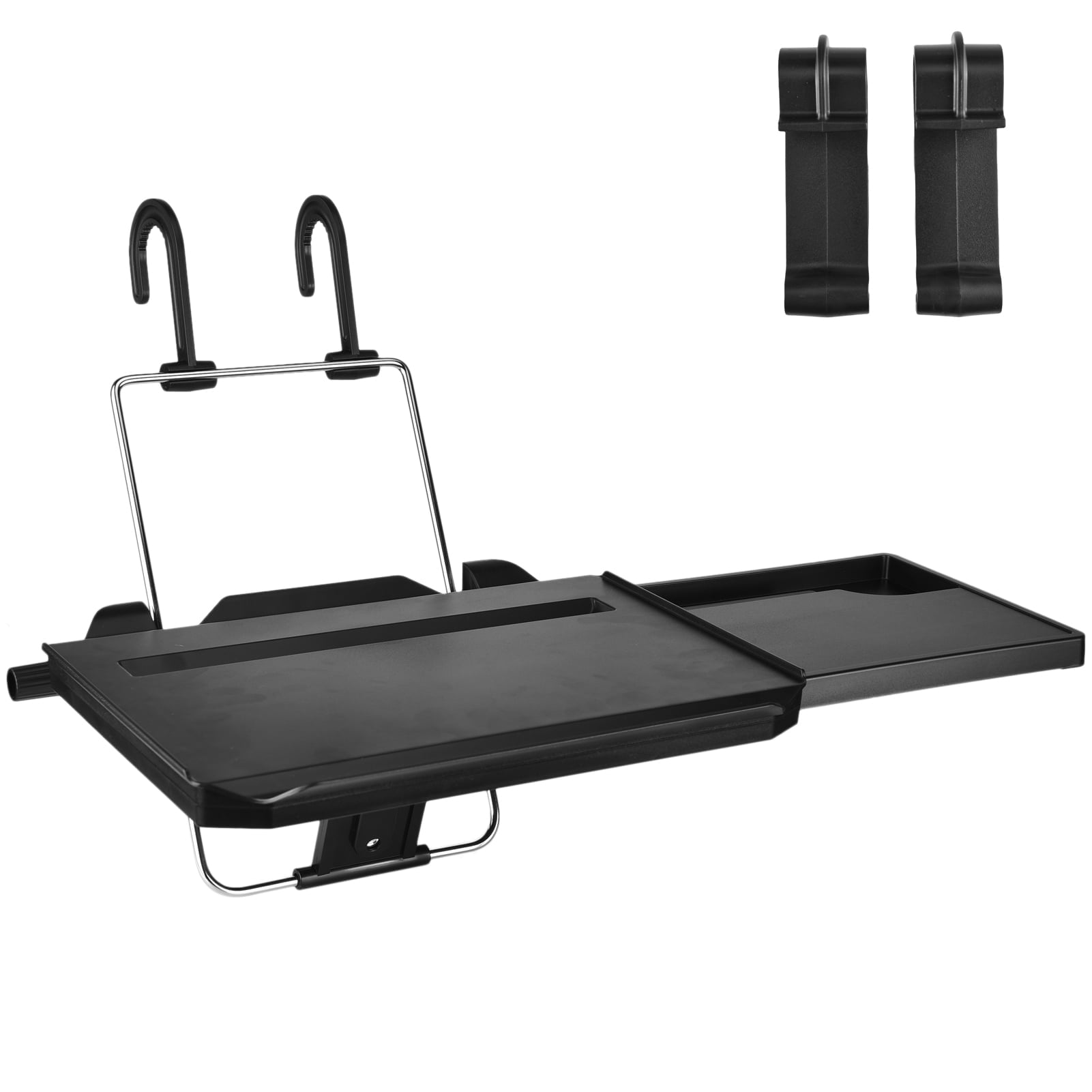 CACAGOO 2 In 1 Car Steering Wheel Tray/Back Seat Headrest Tray For Eating Food Drink And Writing Laptop Work, Black Car Desk