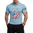 thumbnail image 3 of Zimjoy Mens 4th of July Shirt Patriotic Henley Neck Short Sleeve USA 250 Anniversary Polo Shirts USA Flag Men's Independence Day Shirts, Light Blue XL, 3 of 5