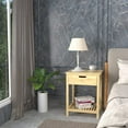 thumbnail image 6 of Kadyn Small Nightstand with Drawer and Shelf, Bedside Cabinets Bedroom, Mid Century Modern Bedside Cupboard Living Room, Natural, 6 of 8