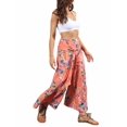 thumbnail image 3 of VISgogo Pantalones casuales de playa para mujer, pantalones anchos de cintura alta con vendaje delantero, S/ M/ L/ XL VISgogo moda, 3 of 8