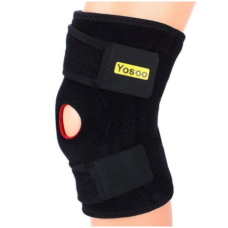 Adjustable Knee Support Brace Breathable Vented Neoprene with Open Patella Stabilizer Kneecap Support Sleeve for Workouts, Arthritis, Meniscus Tear, Tendonitis
