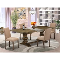 Southwestern Style 5-Piece Kitchen Table Set - Dining Table4 Chairs - Light Sable Fabric