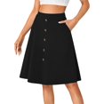 thumbnail image 5 of LWavelet Button-Front Midi Skirt with Side Pockets Women Daily Casual Structured Versatile Bottoms Black S, 5 of 7