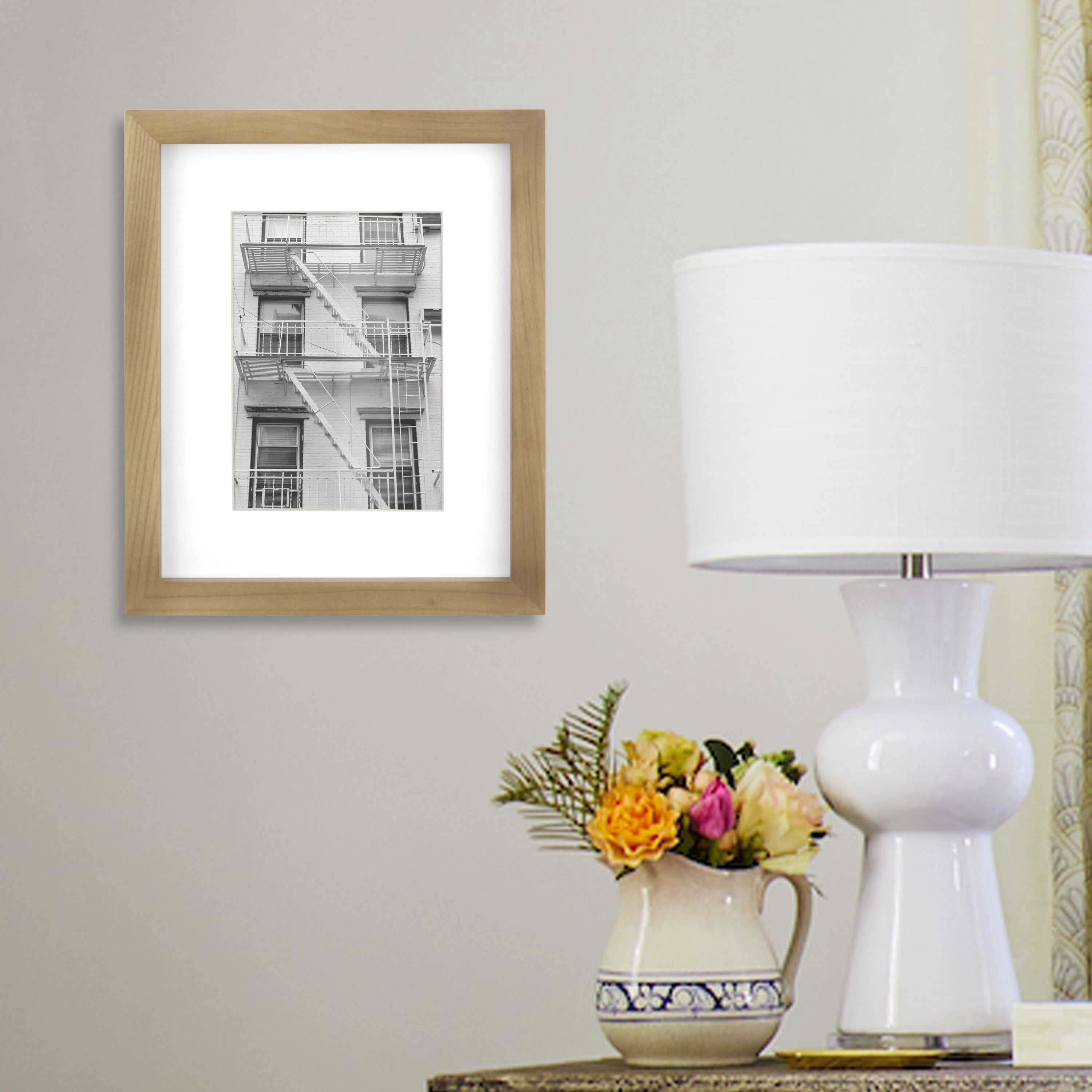 (2 pack) Better Homes & Gardens 8x10 Matted to 5x7 Wood Gallery Tabletop Picture Frame, Natural, Non Glare